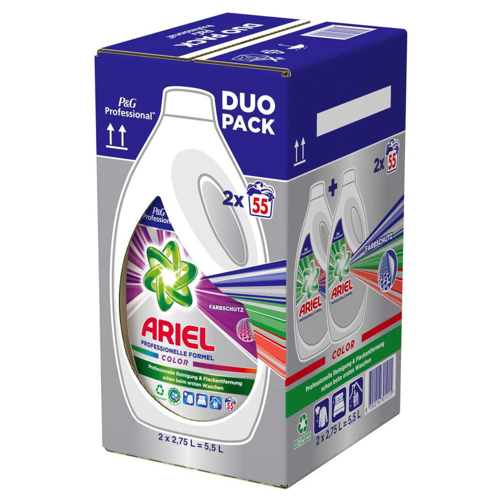2x Ariel Vloeibaar Wasmiddel Gekleurd 55 Wasbeurten 2,75 liter