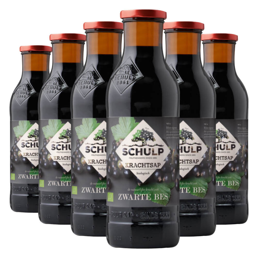 Schulp Puur Krachtsap Biologisch Zwarte Bes 6 x 750 ml