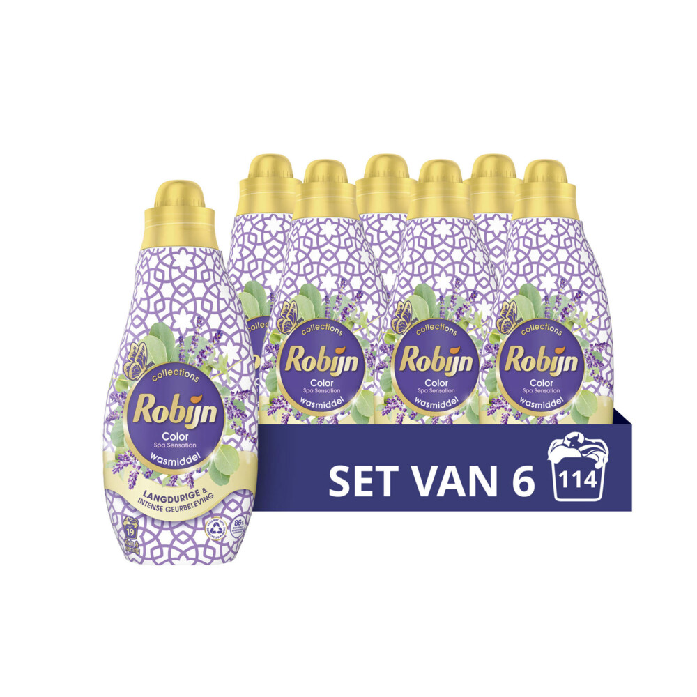 6x Robijn Klein & Krachtig Wasmiddel Spa Sensation 19 Wasbeurten 665 ml