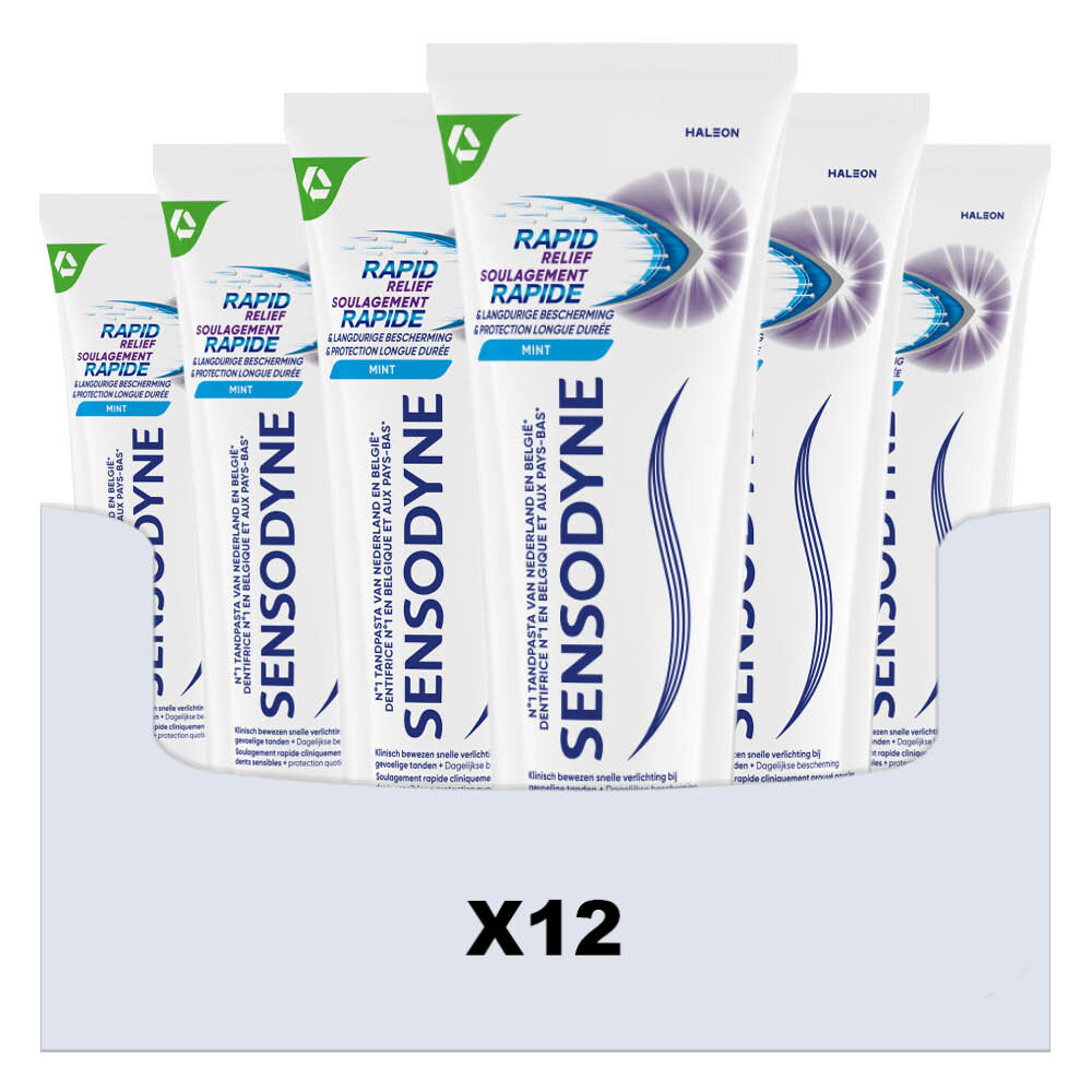 12x Sensodyne Tandpasta Rapid Relief Mint 75 ml