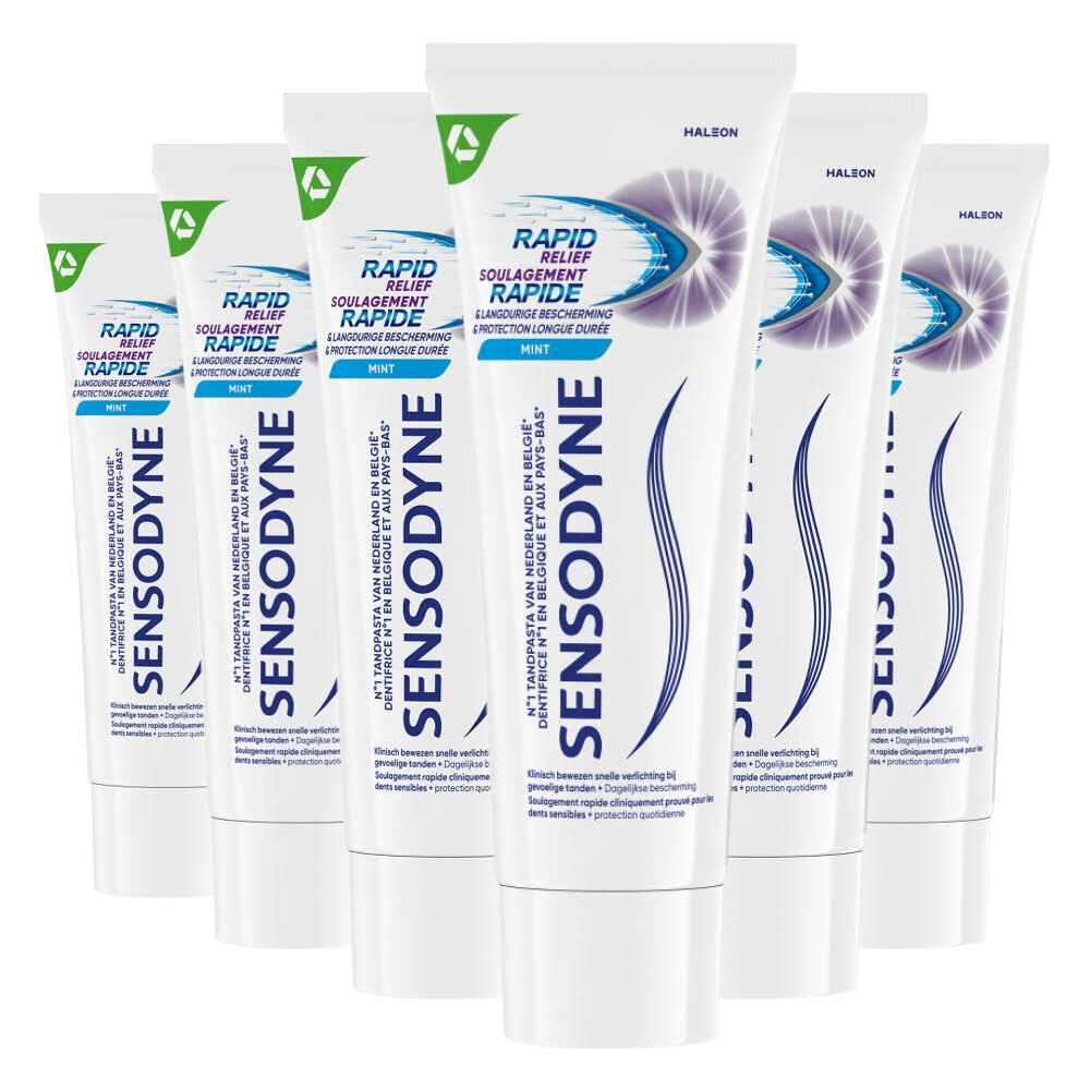 6x Sensodyne Tandpasta Rapid Relief Mint 75 ml
