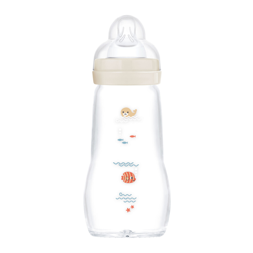 MAM Feel Good Glass Babyfles Beige 0+ mnd 260 ml
