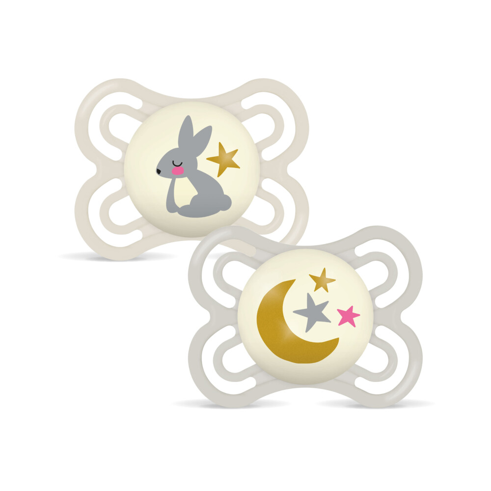 MAM Perfect Night Silikon Fopspeen Beige 0-6 mnd 2 stuks
