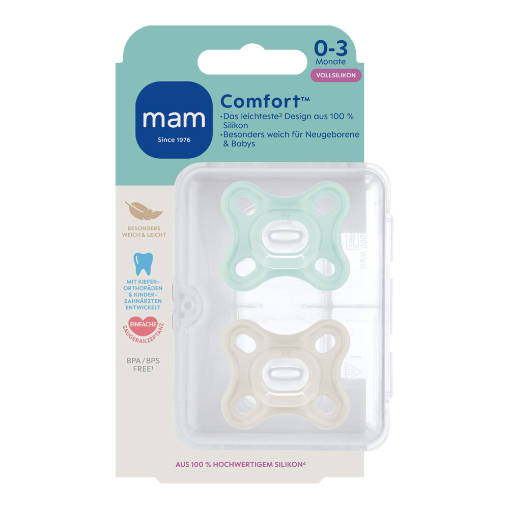 MAM Comfort Fopspenen 0-3 mnd 2 stuks