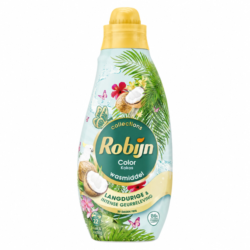 6x Robijn Klein & Krachtig Wasmiddel Kokos Sensation 22 Wasbeurten 665 ml