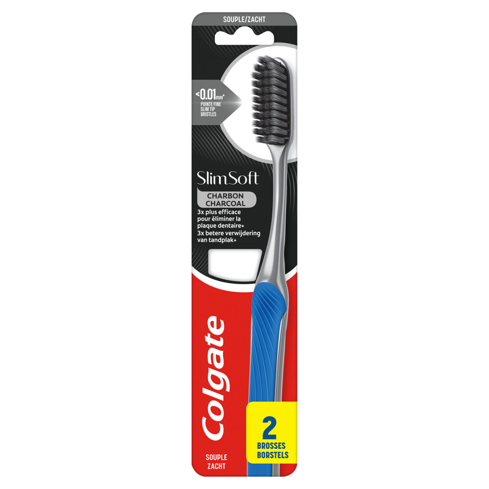 2+1 gratis: Colgate Tandenborstel SlimSoft Charcoal