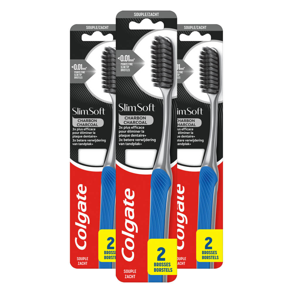 3x Colgate Tandenborstel SlimSoft Charcoal
