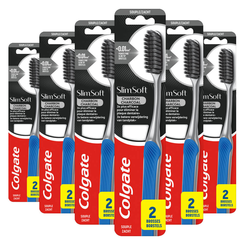 6x Colgate Tandenborstel SlimSoft Charcoal