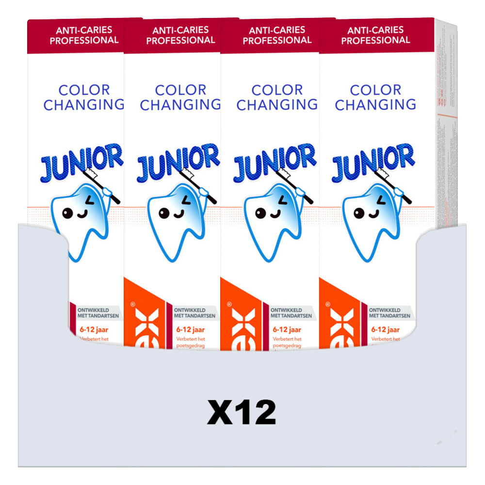12x Elmex Tandpasta Junior (6-12 Jaar) Colour Changing 75 ml