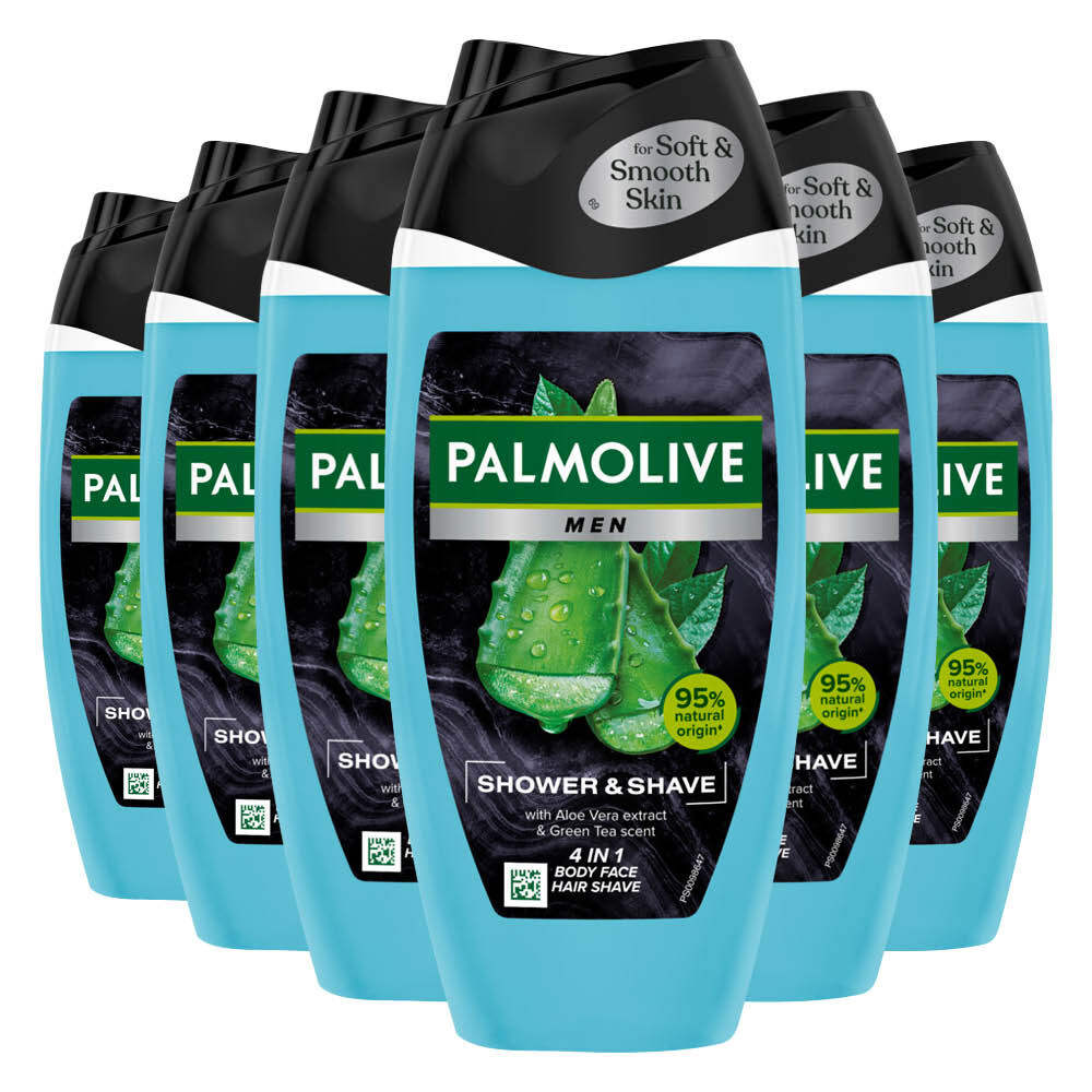 6x Palmolive 4in1 Men Shower & Shave Aloe Vera & Green Tea 250 ml