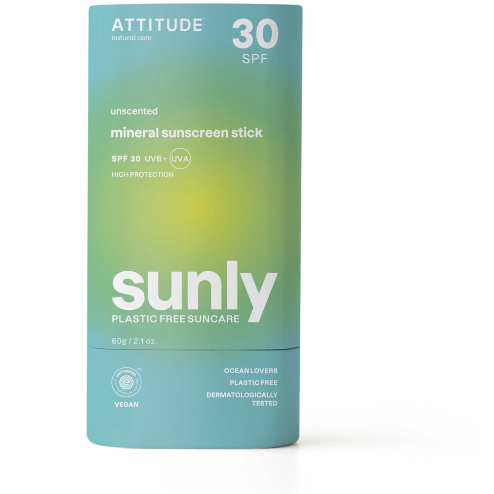 Attitude Sunly Zonnebrandstick SPF30 Parfumvrij 60 gr
