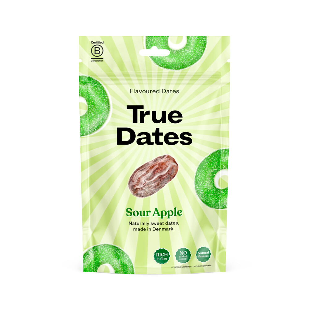 3x True Gum Dates Sour Apple 100 gr