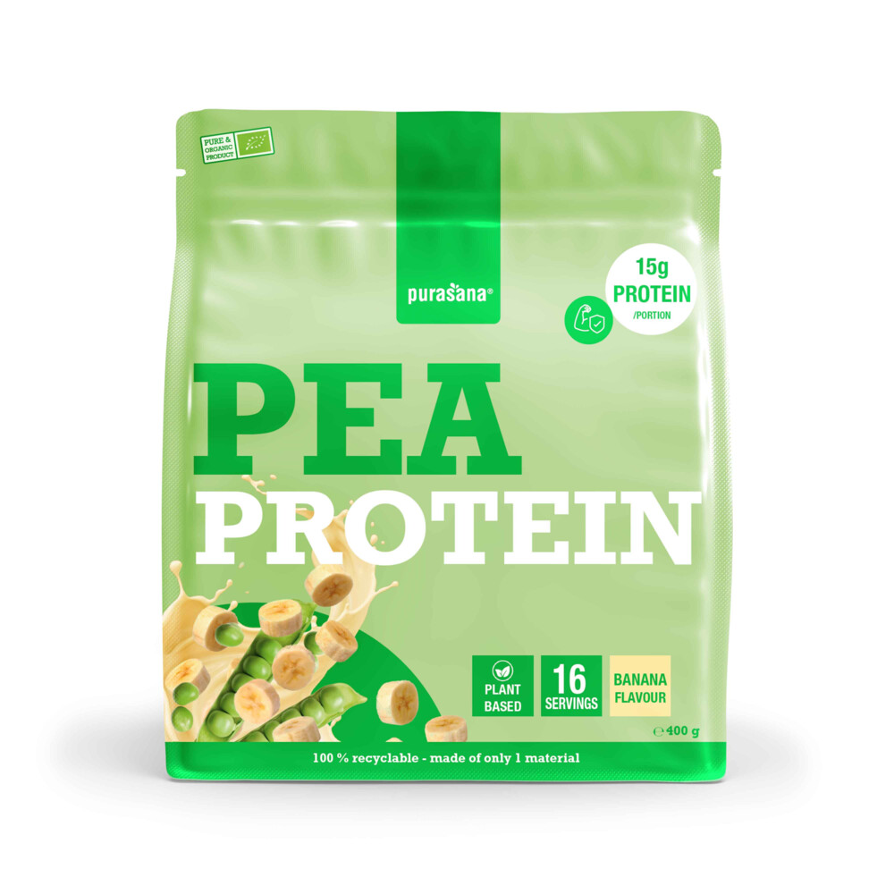 Purasana Vegan Protein Erwt Banaan BIO 400 gr