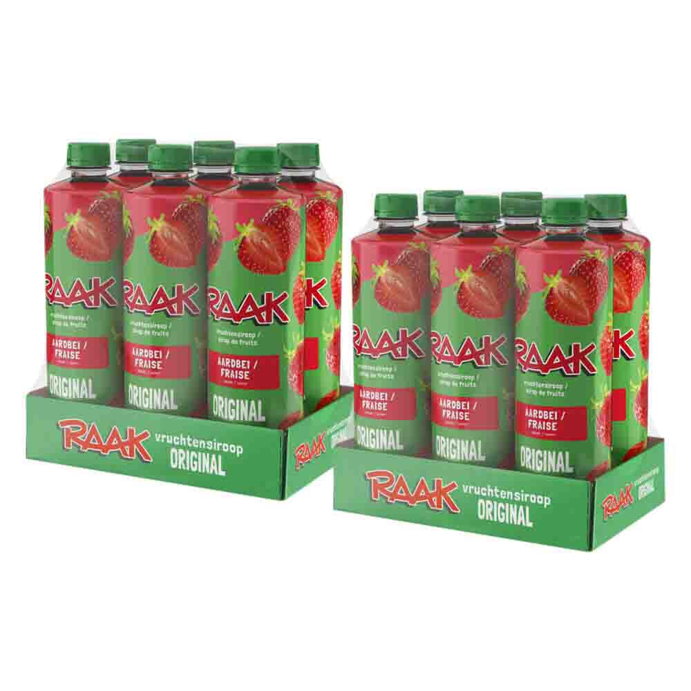 2x Raak Vruchtensiroop Aardbei 6 x 750 ml