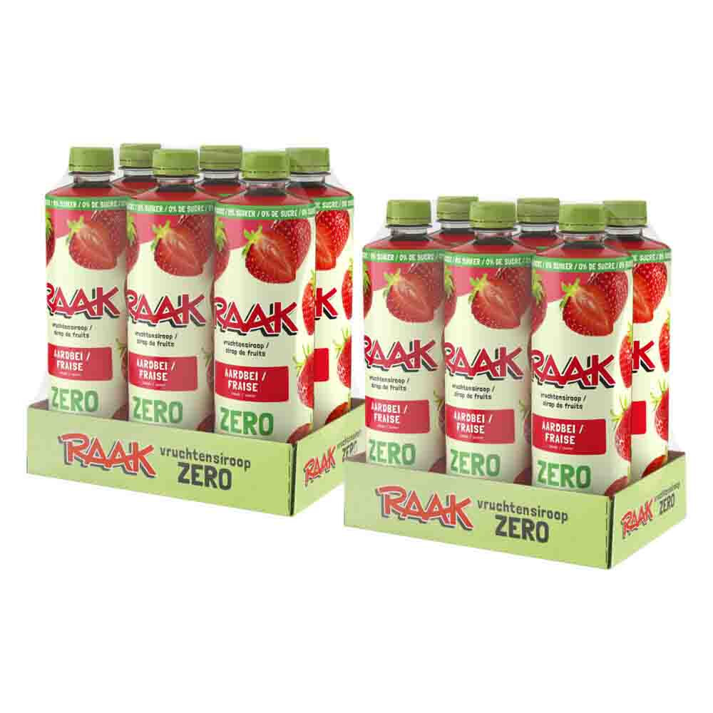2x Raak Vruchtensiroop Zero Aardbei 6 x 750 ml