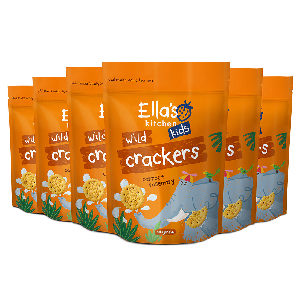 6x Ella's Kitchen Biologisch Wilde Crackers 18+m Wortel & Rozemarijn 100 gr
