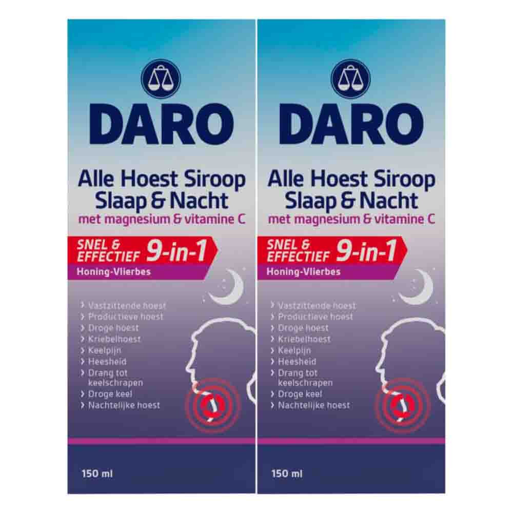2x Daro Alle Hoest Siroop Slaap & Nacht 150 ml