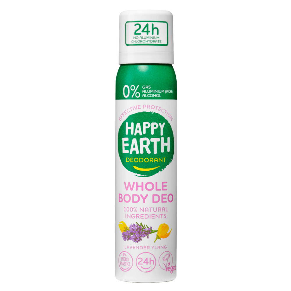 Happy Earth 100% Natuurlijke Body Deo Spray Lavender Ylang 100 ml
