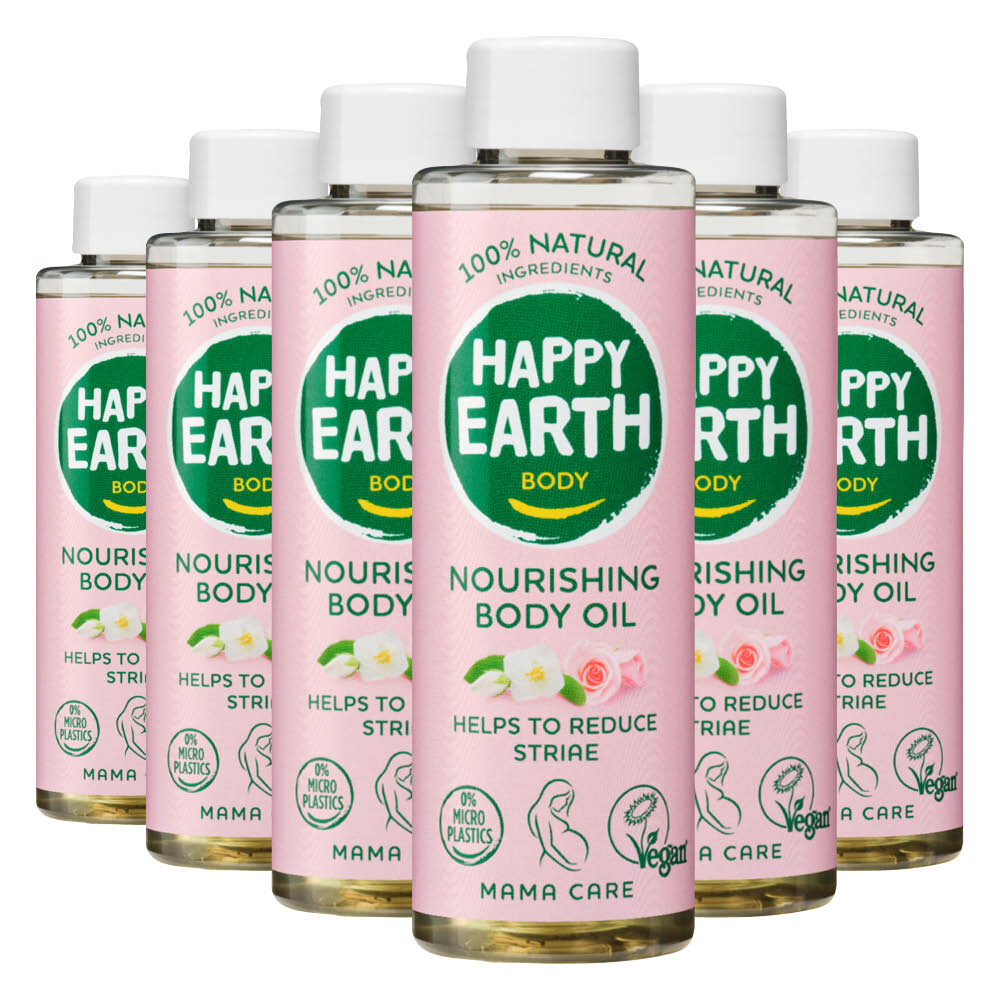 6x Happy Earth 100% Natuurlijke Mama Care Verzorgende Lichaamsolie 150 ml