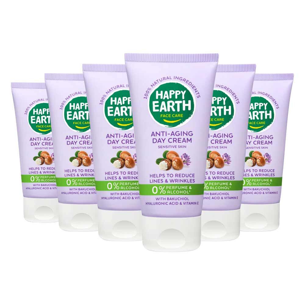6x Happy Earth 100% Natuurlijke Anti-Age Dagcrème 50 ml