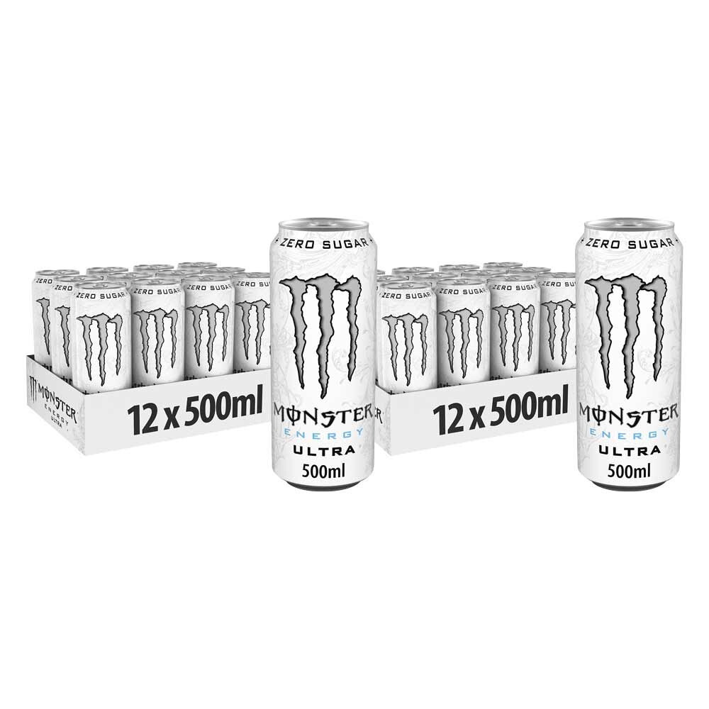 2x Monster Energy Ultra Zero Sugar White 12 x 500 ml