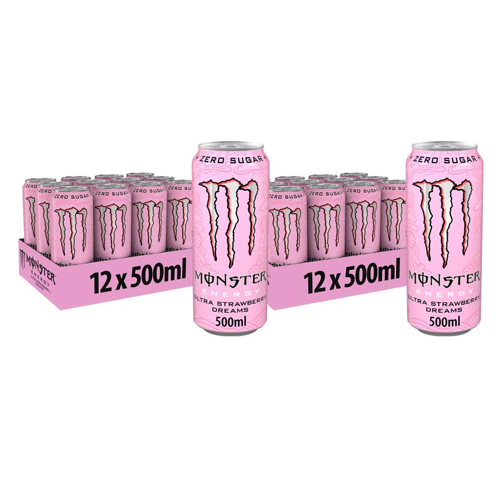 2x Monster Energy Ultra Zero Sugar Strawberry Dreams 12 x 500 ml