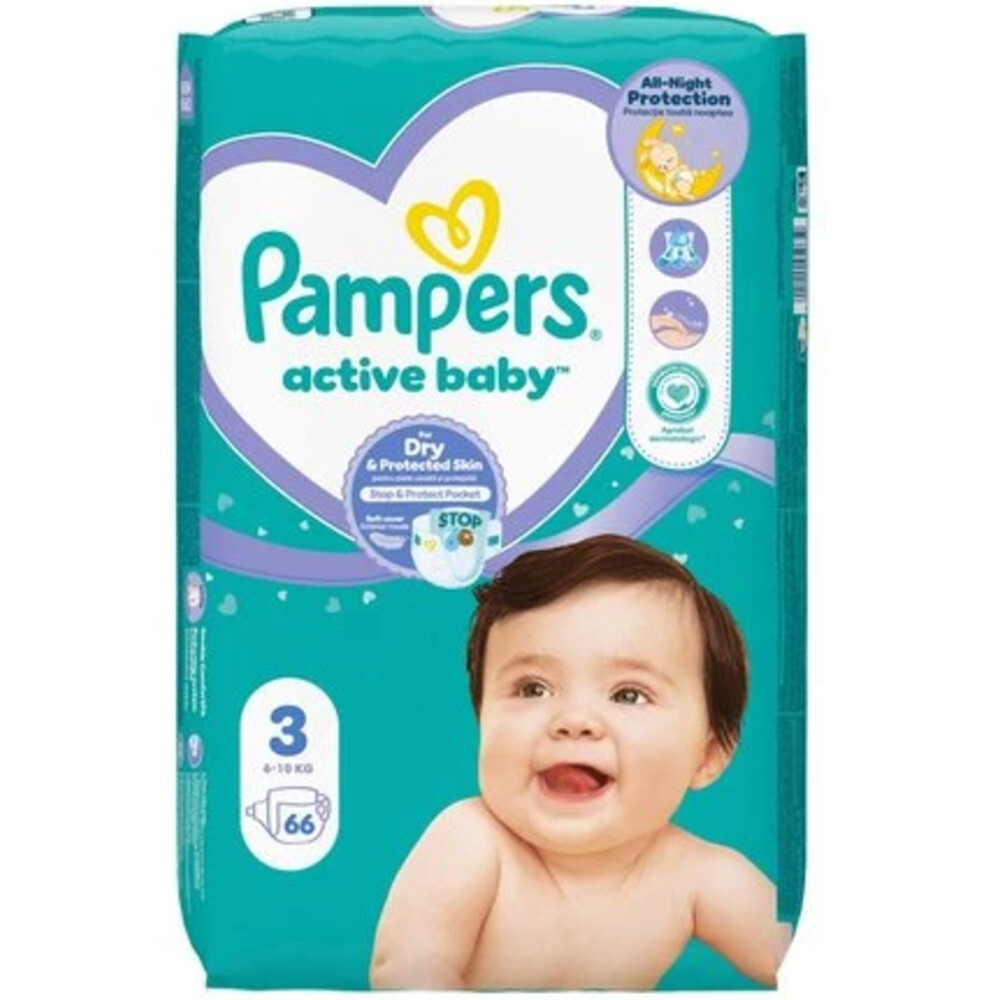 3x Pampers Active Baby Luiers Maat 3 (6-10kg) 66 stuks