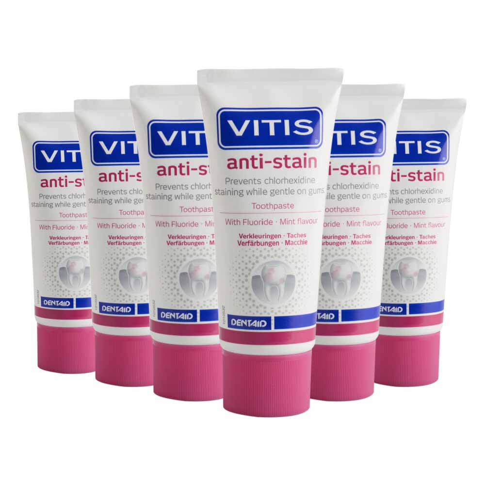 6x Vitis Tandpasta Anti-Stain 50 ml