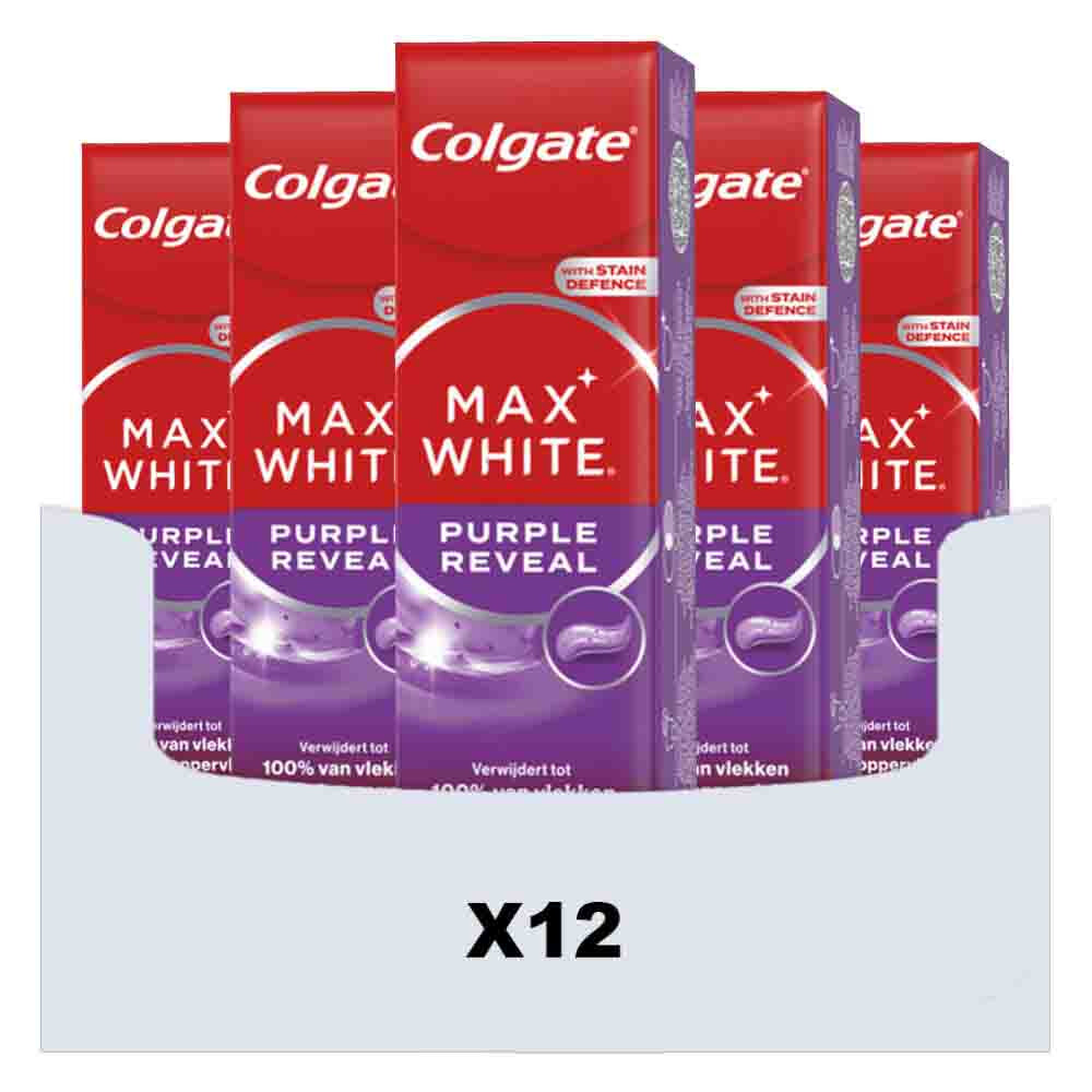 12x Colgate Tandpasta Max White Purple Reveal 75 ml