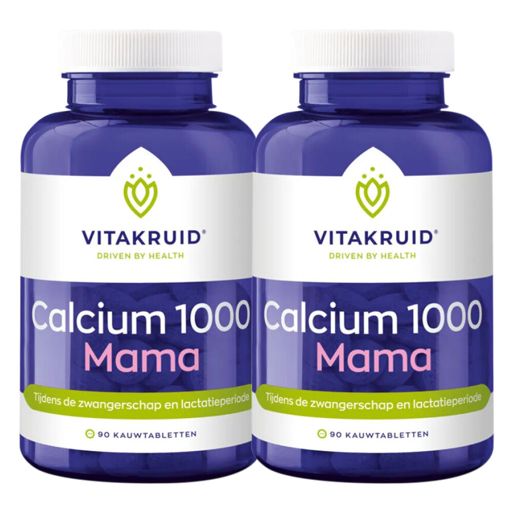 2x Vitakruid Calcium 1000 Mama 90 kauwtabletten