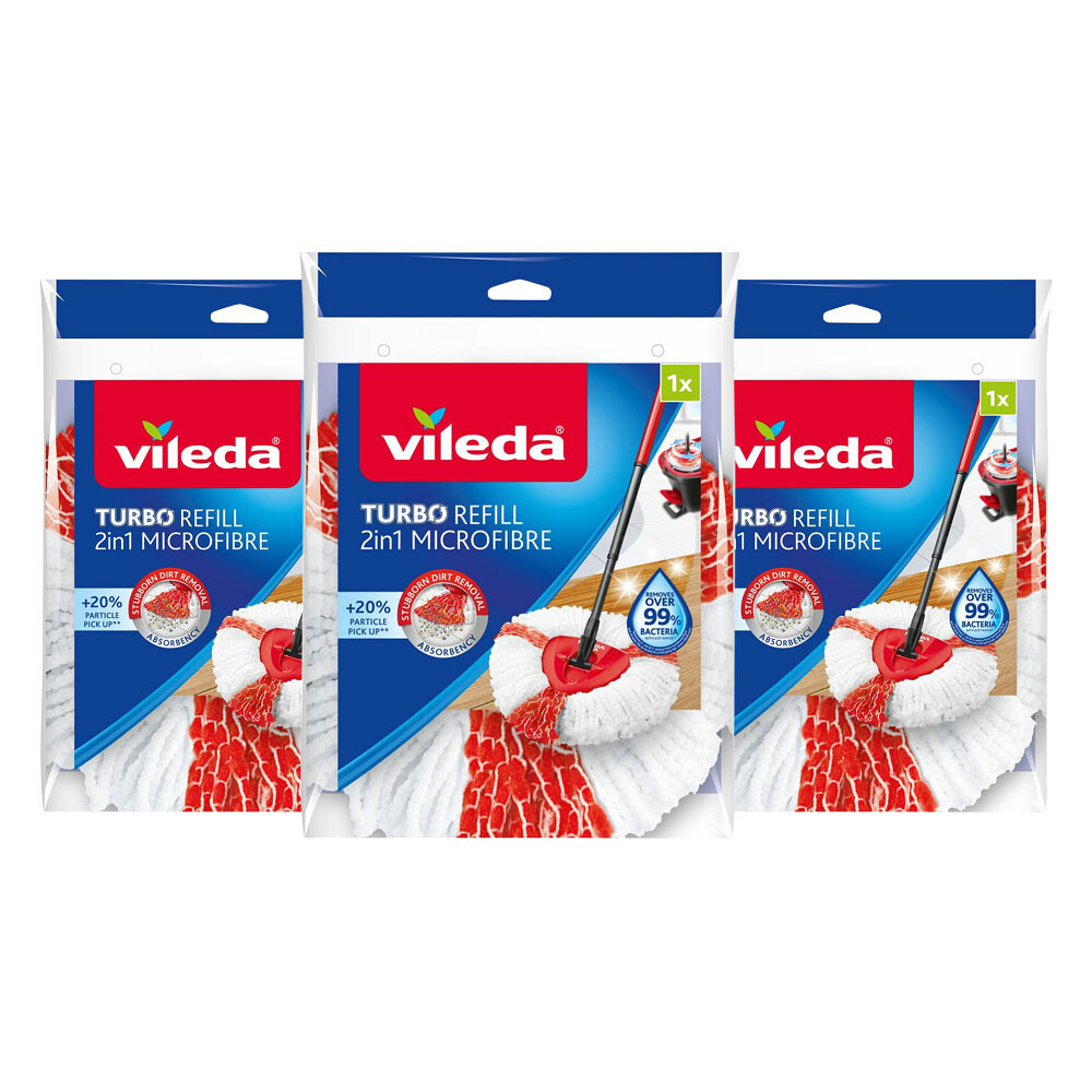 3x Vileda Turbo 2-in-1 Navulling