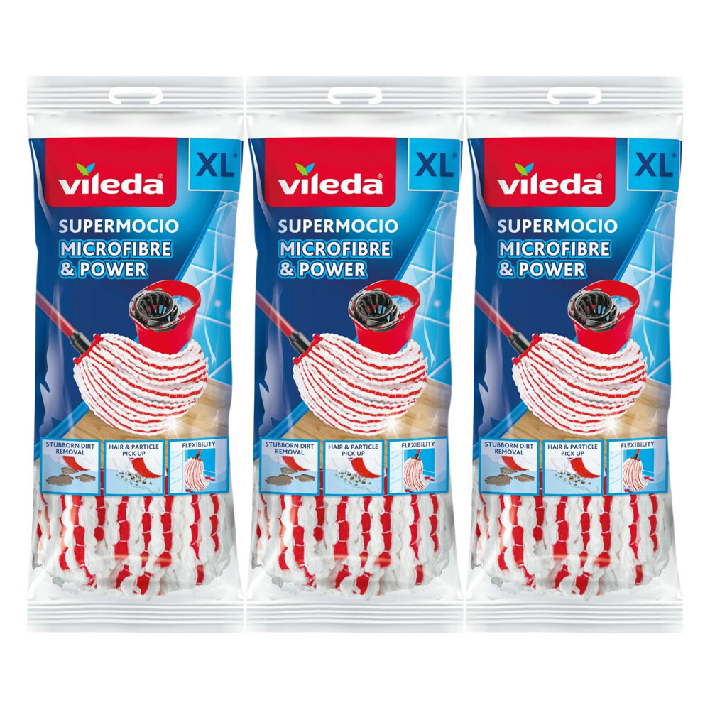 3x Vileda Super Mocio Microvezel & Power Navulling