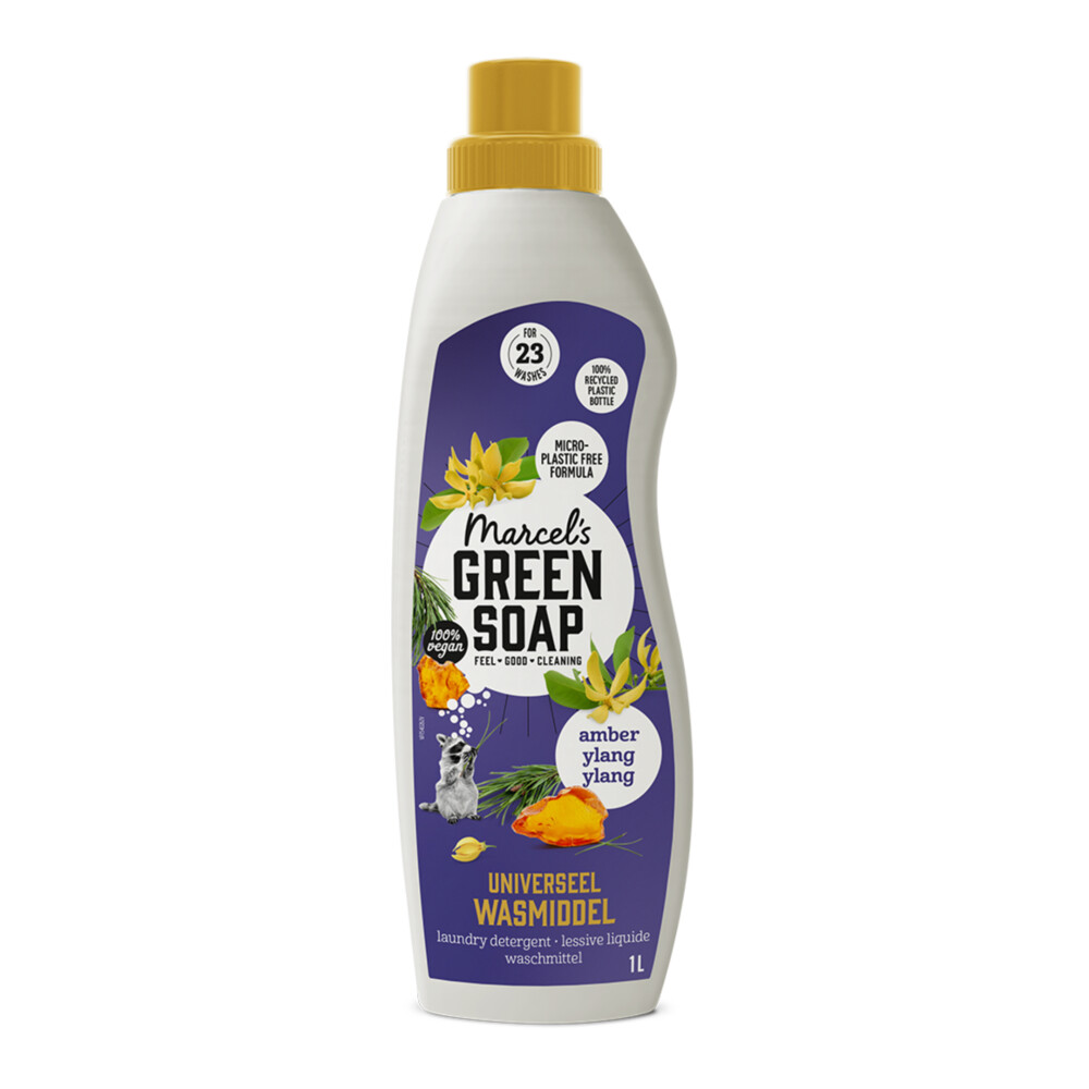 2+2 gratis: Marcel's Green Soap Wasmiddel Amber & Ylang Ylang 23 Wasbeurten 1 liter