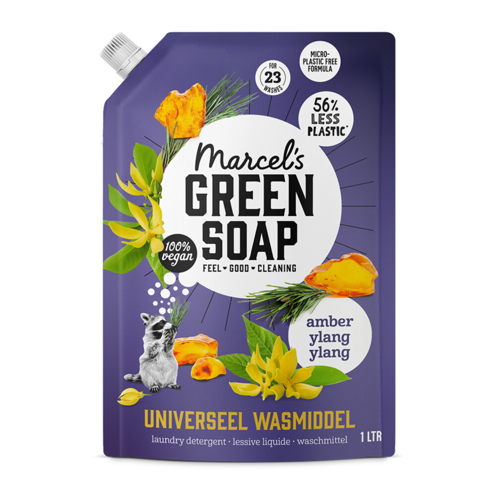 2+2 gratis: Marcel's Green Soap Wasmiddel Amber & Ylang Ylang Navulling 1000 ml
