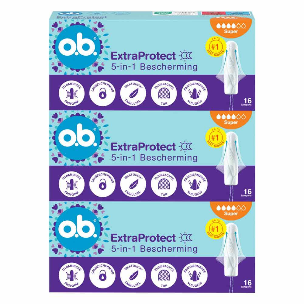 3x o.b. Extra Protect Super Tampons 16 stuks