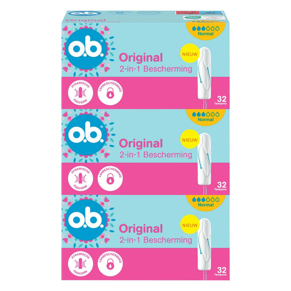3x o.b. Original Dynamic Fit Normal Tampons 32 stuks