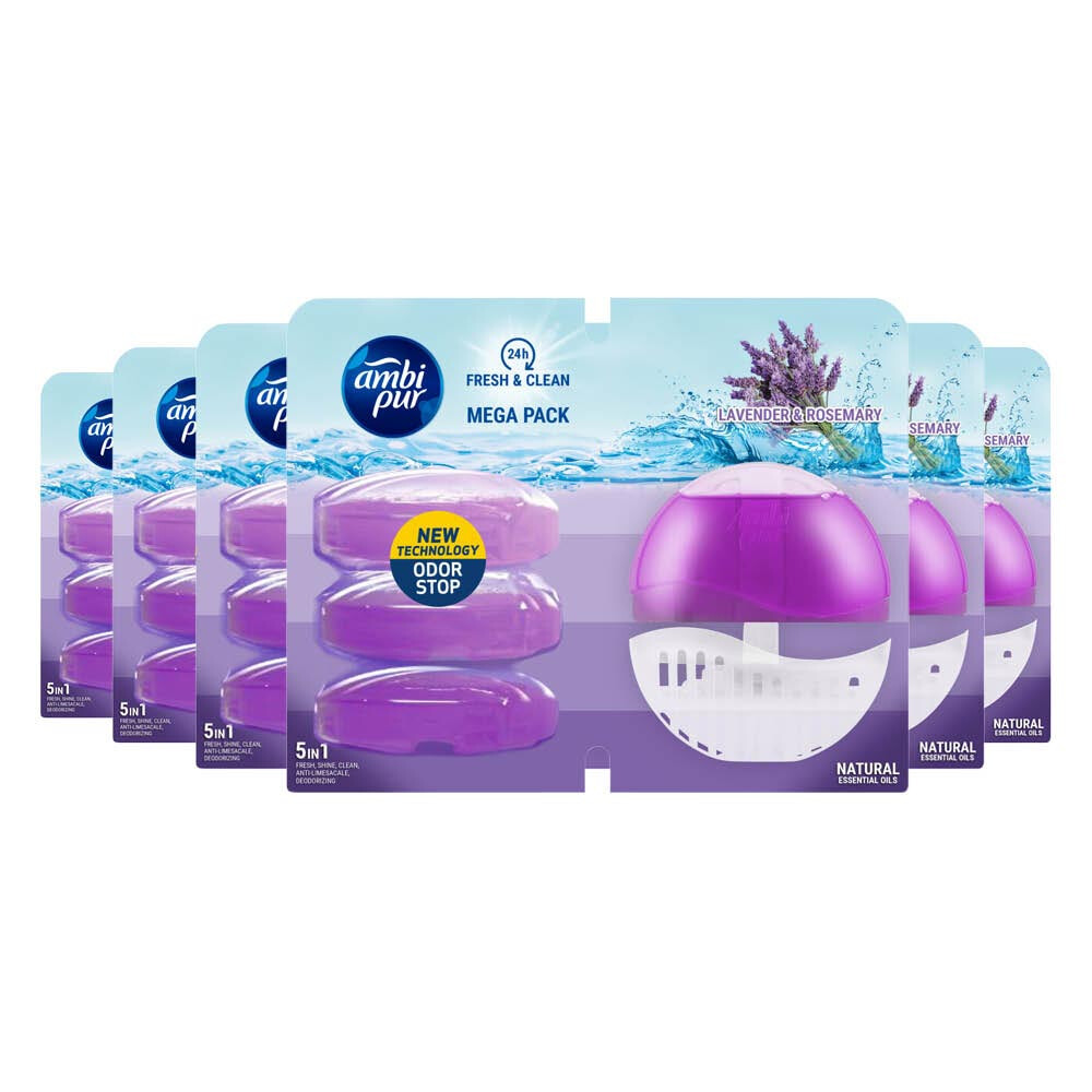 6x Ambi Pur Toiletblok Houder + 4 Navullingen Lavendel & Rozemarijn