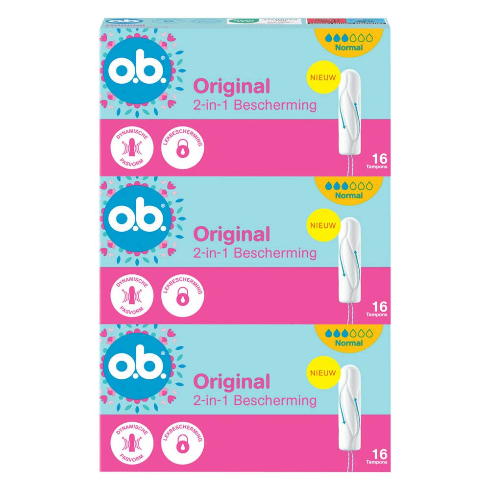 3x o.b. Original Dynamic Fit Normal Tampons 16 stuks