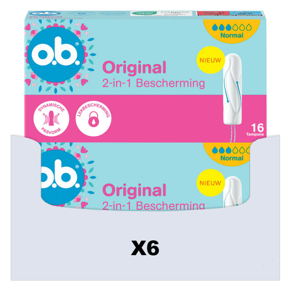 6x o.b. Original Dynamic Fit Normal Tampons 16 stuks