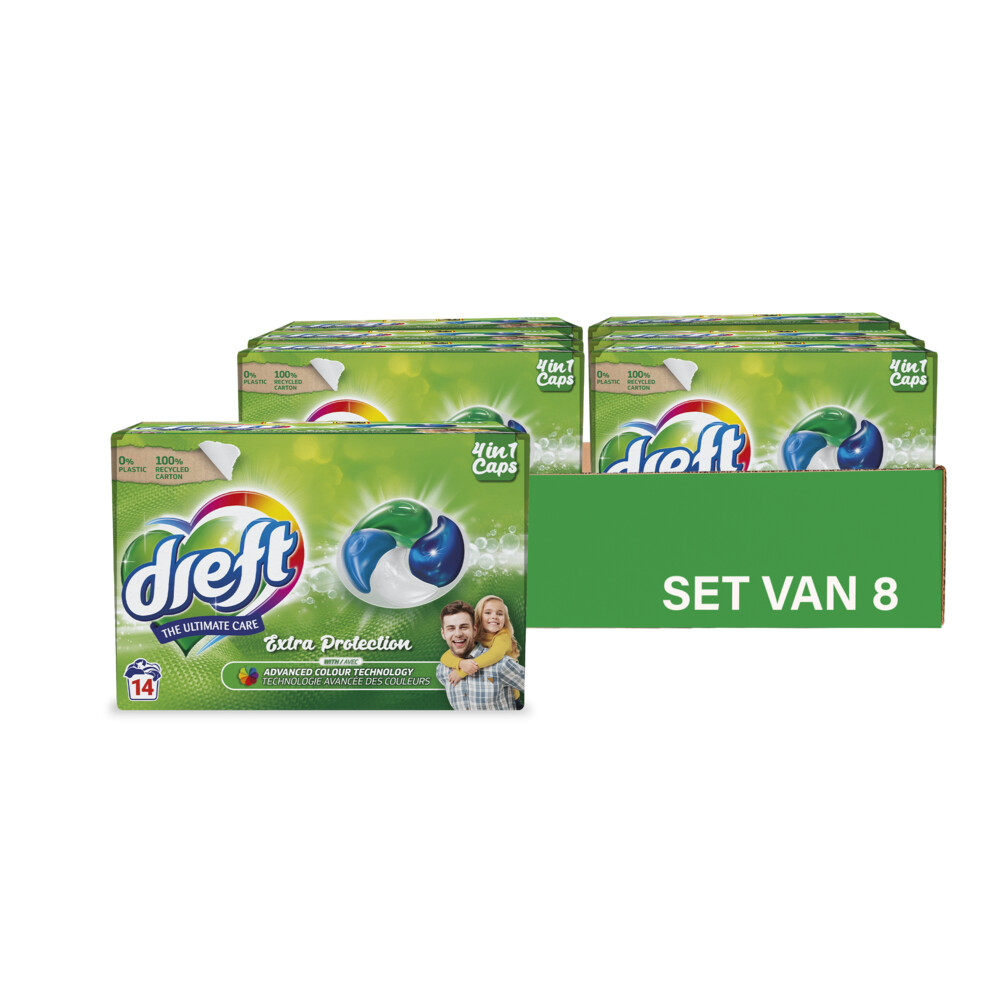 8x Dreft 4in1 Wasmiddel Capsules Regular 14 stuks
