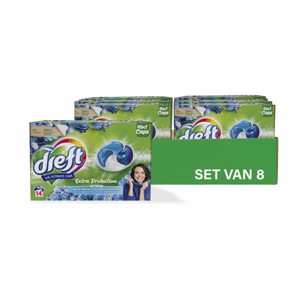 8x Dreft 4in1 Wasmiddel Capsules Blue Dream 14 stuks