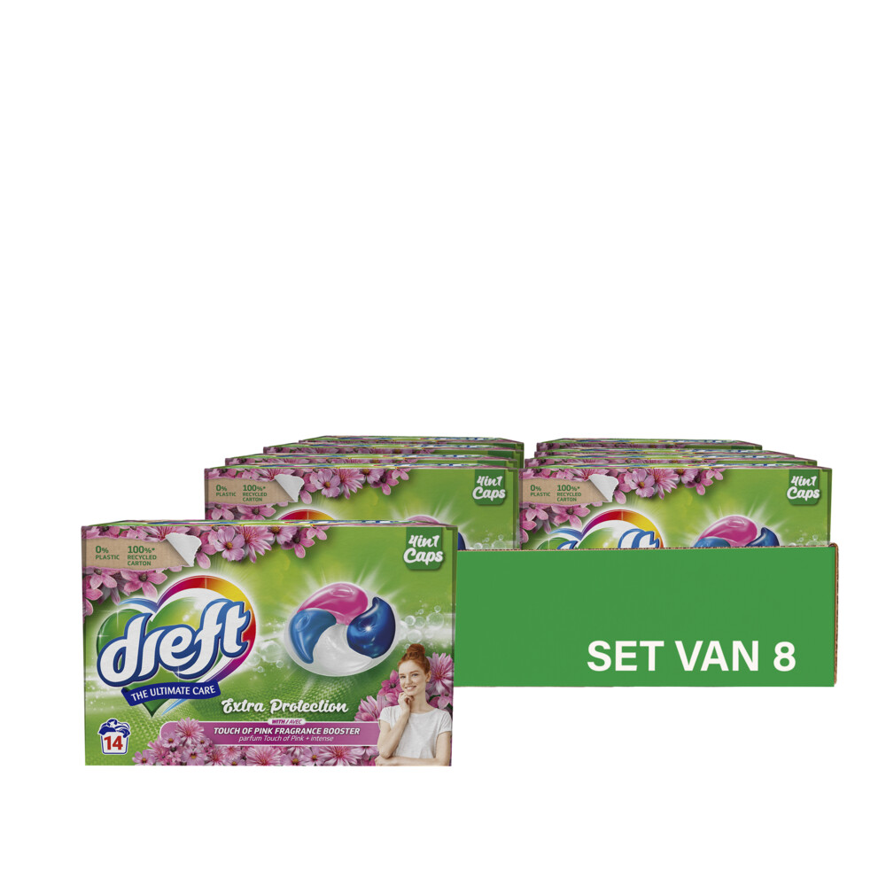 8x Dreft 4in1 Wasmiddel Capsules Touch of Pink 14 stuks