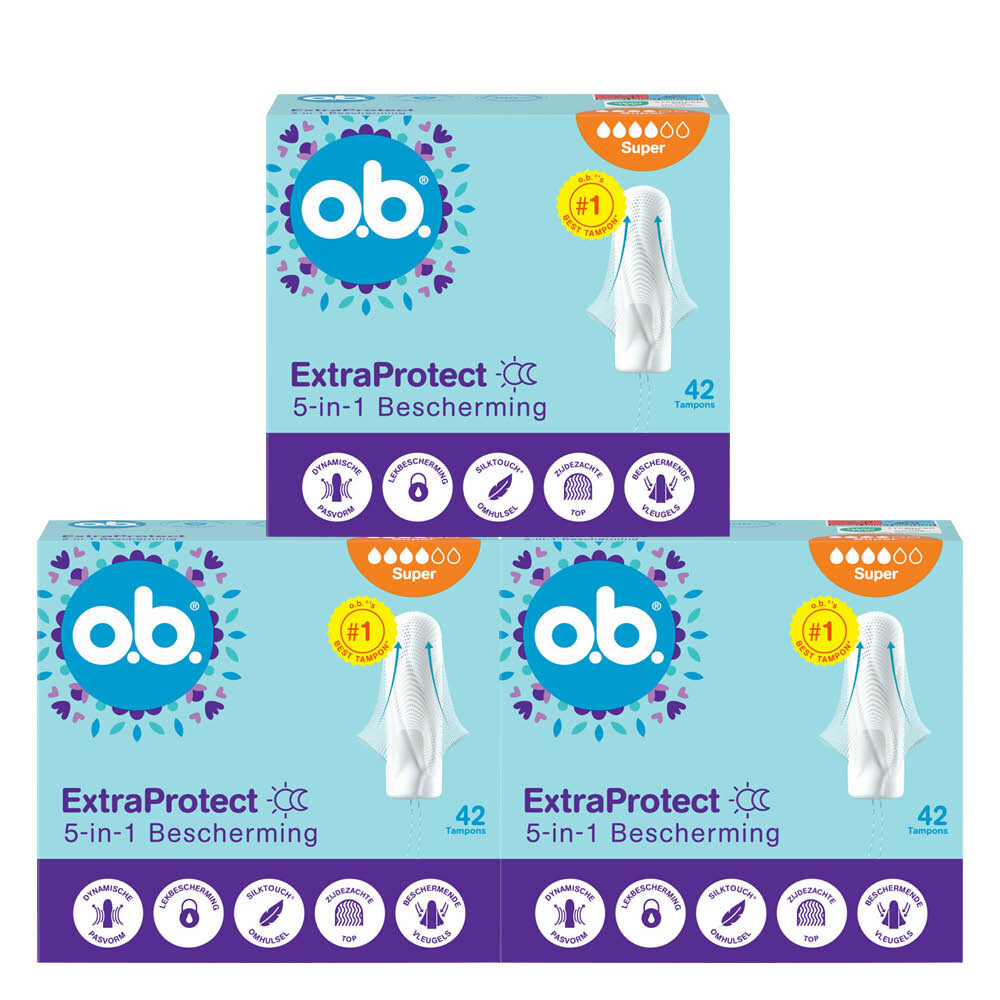 3x o.b. Extra Protect Super Tampons 42 stuks