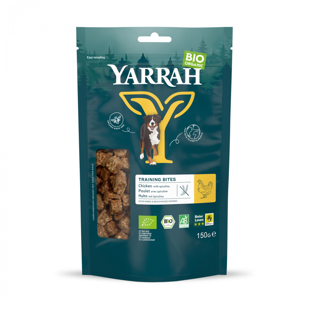 8x Yarrah Hond Bio Oven-Dried Chicken Training Bites 150 gr