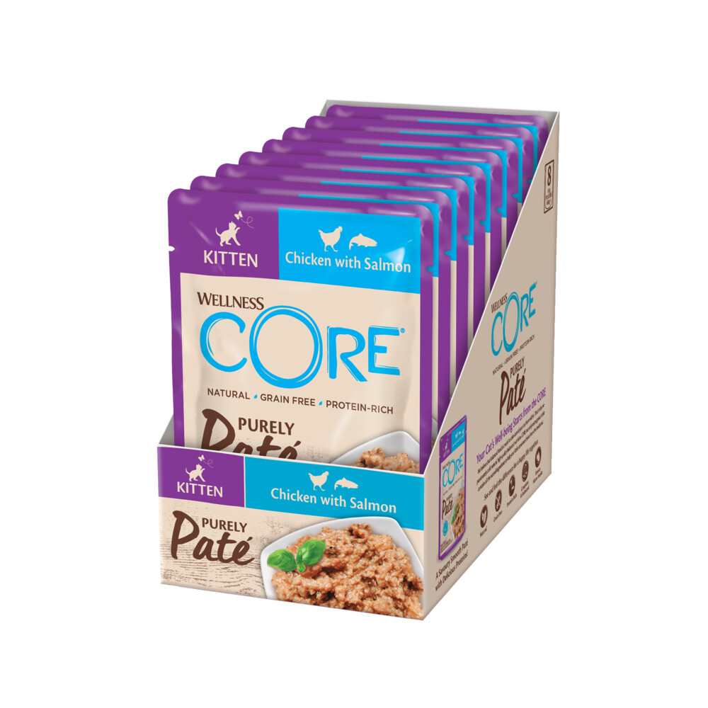 8x Wellness Core Purely Pate Kitten Chicken & Salmon 85 gr