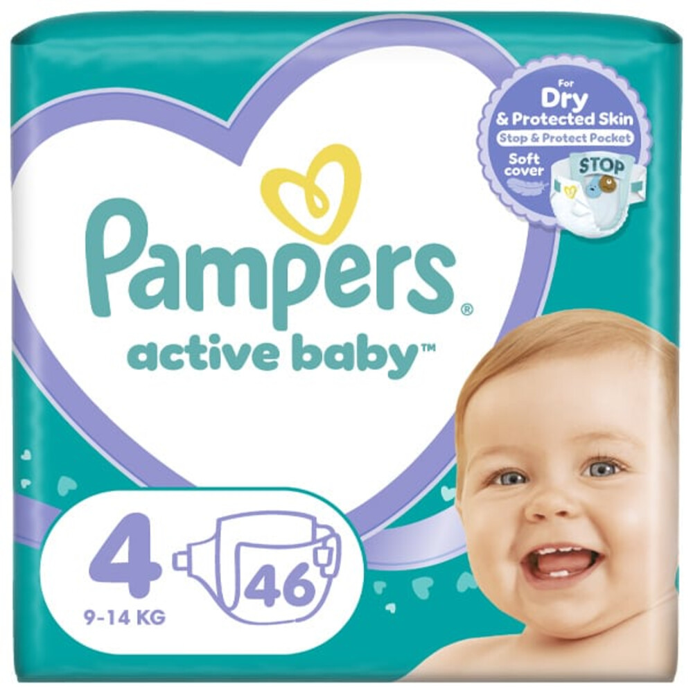 3x Pampers Active Baby Luiers Maat 4 (9-14 kg) 46 stuks