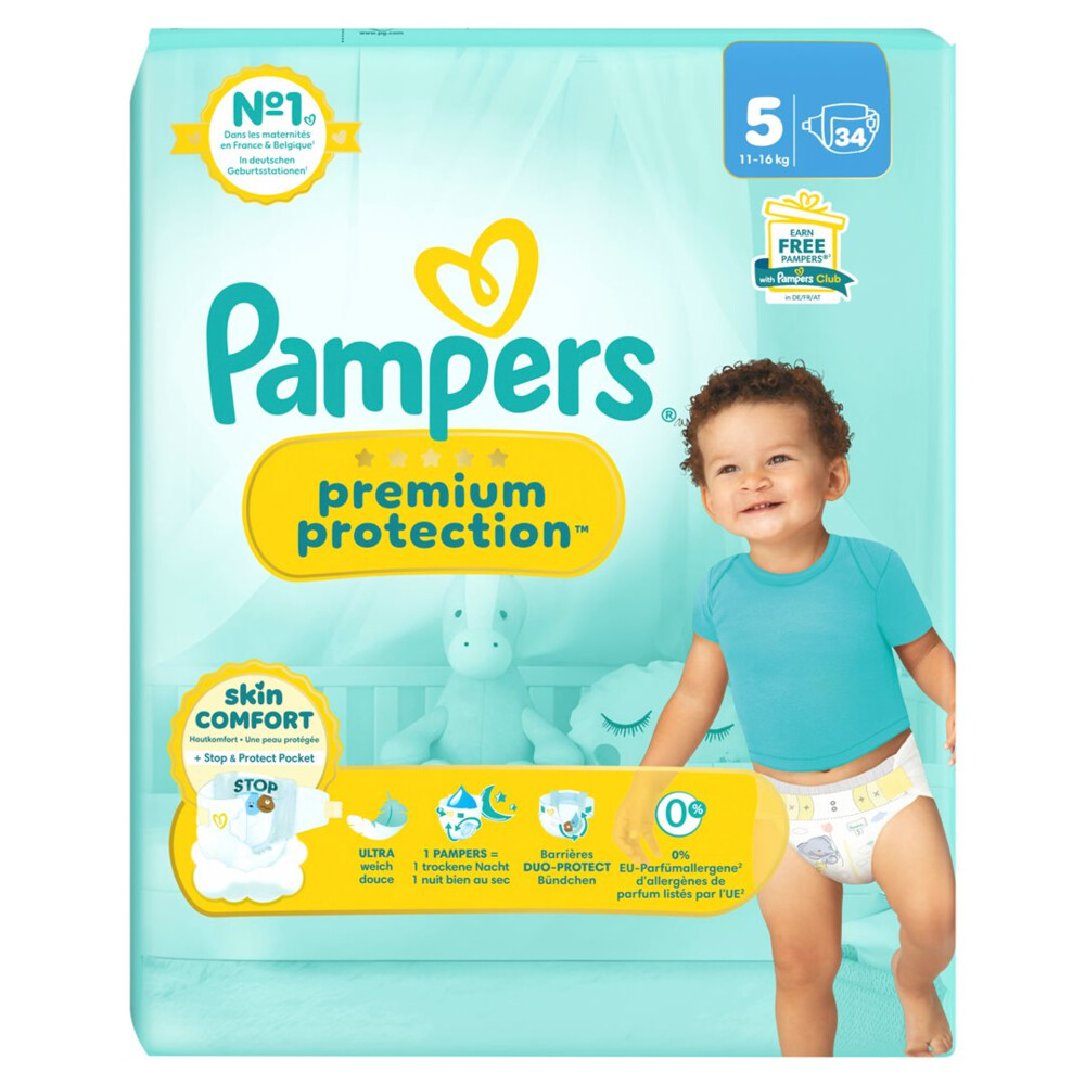 2x Pampers Premium Protection Luiers Maat 5 (11-16 kg) 34 stuks