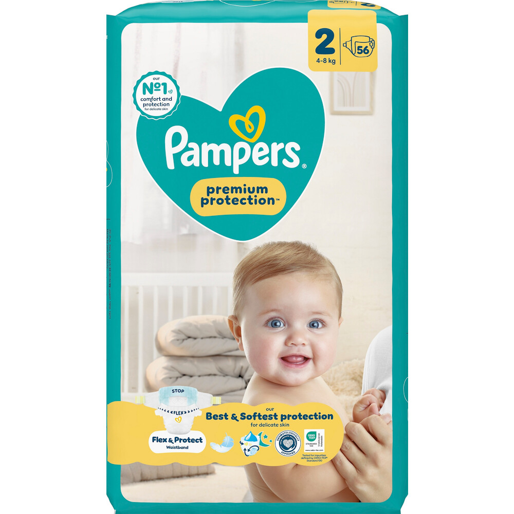 Pampers Premium Protection Luiers Maat 2 (4-8 kg) - 2 x 56 stuks - Voordeelverpakking