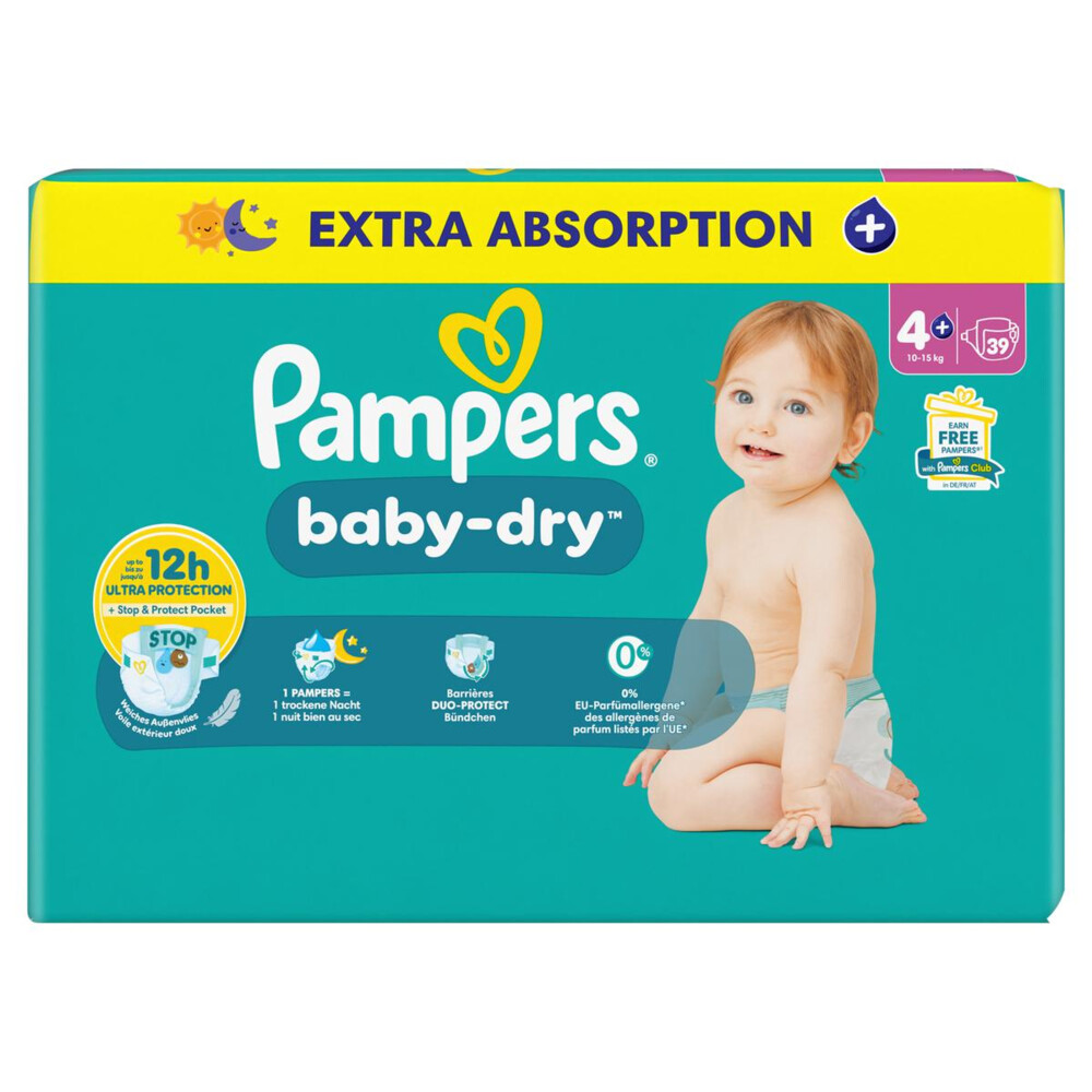 2x Pampers Baby Dry Luiers Maat 4+ (10-15 kg) 39 stuks