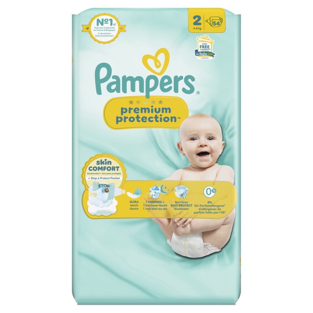 2x Pampers Premium Protection Luiers Maat 2 (4-8 kg) 54 stuks